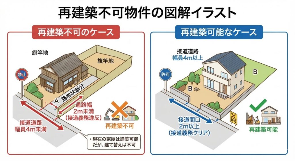 再建築不可物件の図解イラスト
